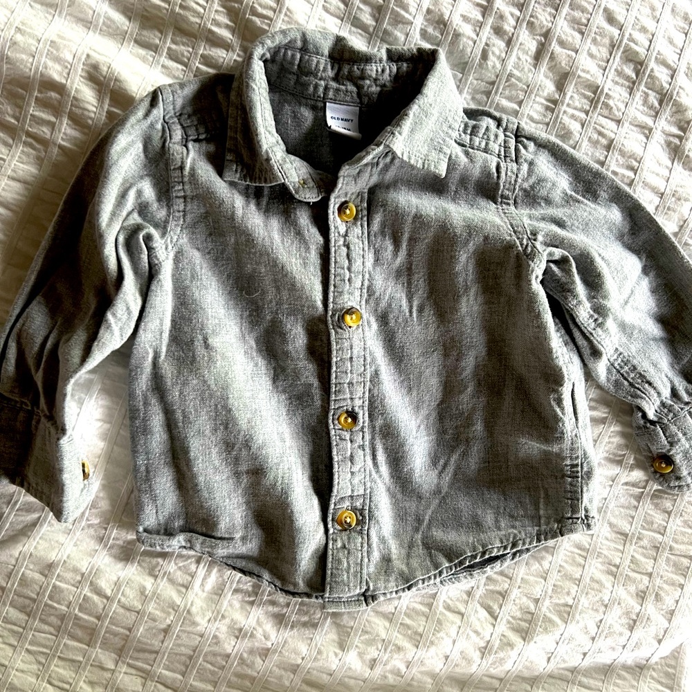 Grey chambray button down shirt